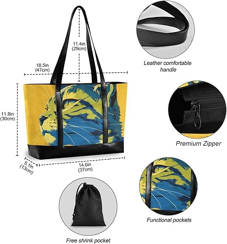 Miniatura 4 de Yellow Lynx Cool essentials laptop purse for women with zipper work totes for Pool Gym Grocery Travel with tablet maletin ejecutivo para mujer