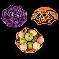 Vista 2 de Creative Spider Web Galleta Frutas Candy Plate Basket Bowl Halloween Funny Party Decor Naranja