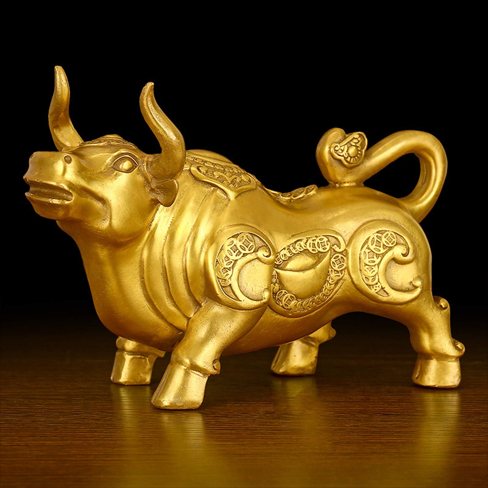 SBCGFY Lucky Pure Bull Statue Cow Decoration, Boss Office Desktop Feng Shui Decoration, Zodiac Cow Craft Gift,Figurine Statue,Size_Name-S