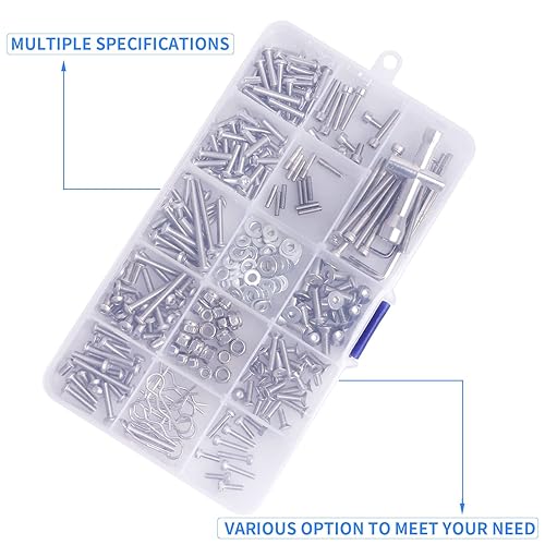 Miniatura 4 de Kit de tornillos RC M2.5 M3 M4, arandelas, tuercas de bloqueo, clips de cuerpo, pasadores de rueda, llave cruzada, cierre de hardware para 110