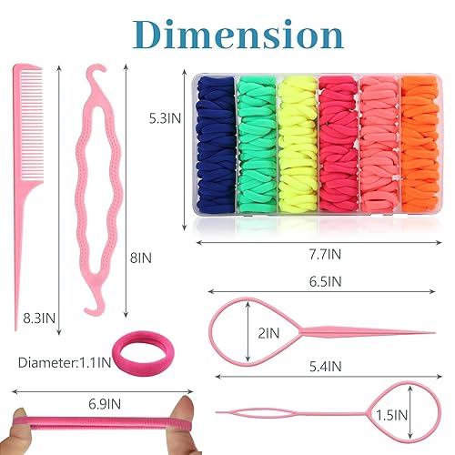 Miniatura 2 de 240 ligas para el pelo de bebé, lazos para el cabello para niños pequeños con 4 herramientas de peinado, lazos para el cabello sin costuras con caja