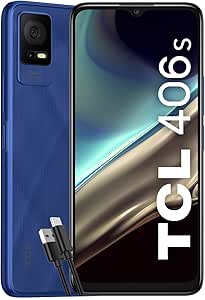 TCL 406S - Smartphone 4G Display 6.6" HD+, 64 GB, 3 GB RAM (+3GB di RAM virtuale), Dual Camera da 13 Mpx, Android 13, Batteria 5000 mAh, Dual Sim, Blue, con Cavo USB Type-C Aggiuntivo