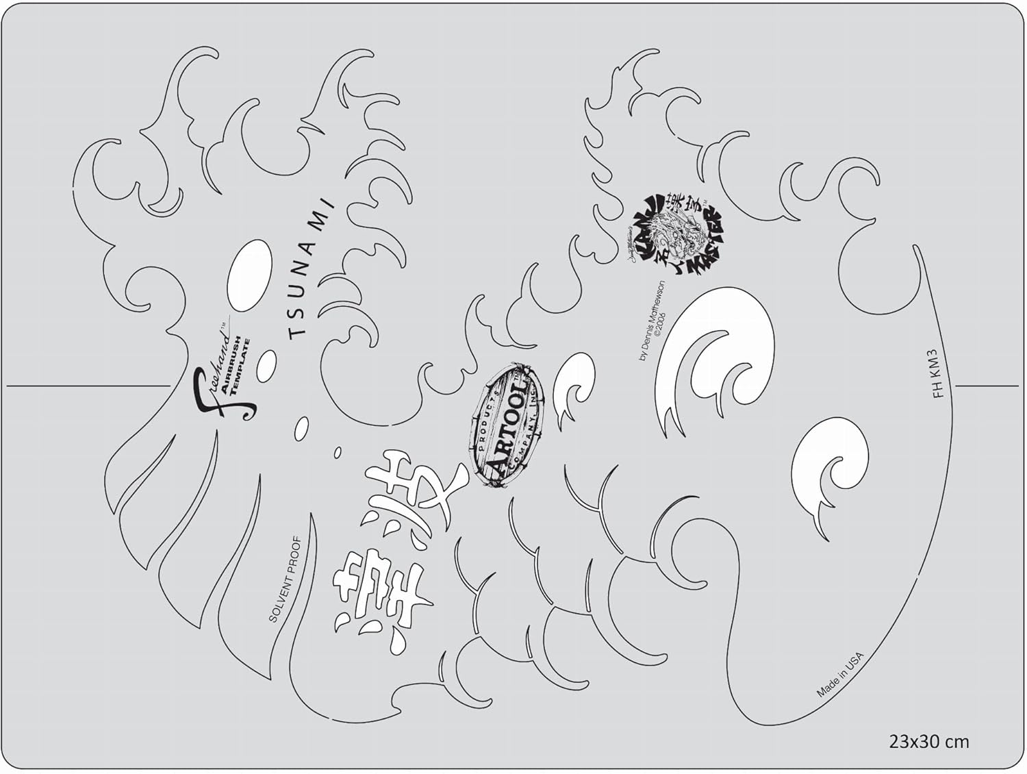 ARTOOL FH KM 3 Kanji Master Tsunami Freehand Airbrush Template by Dennis Mathewson
