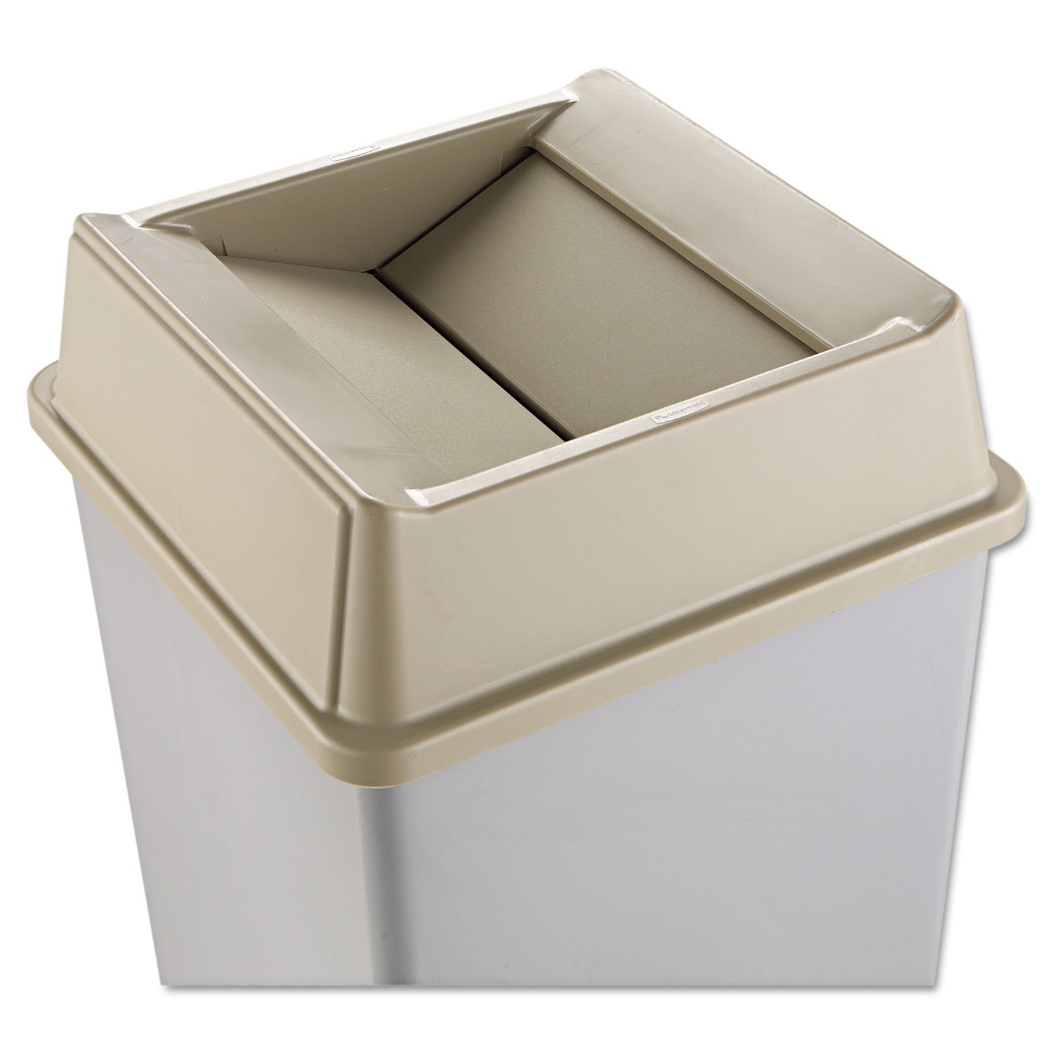 Rubbermaid 2664BEI Untouchable Square Swing Top Lid, Plastic, 20 1/8 x 20 1/8 x 6 1/4, Beige