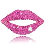 Vancy Utopia Lips Shape Rhinestone Brooches Sexy Elegant Red Pin Brooch for Women Gifts