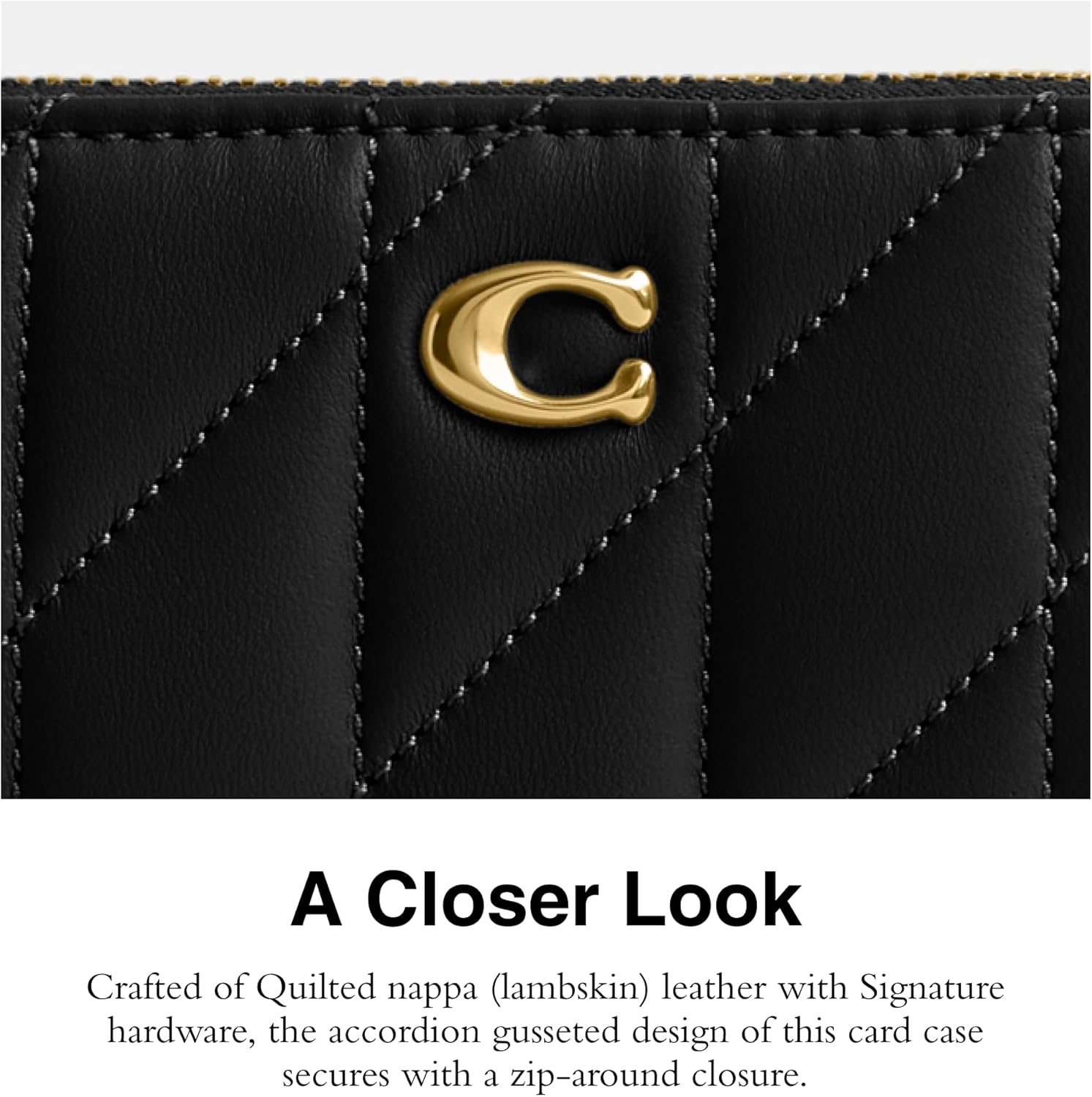 COACH Quilted Pillow Leather Small Zip Around Card Case - Image 4