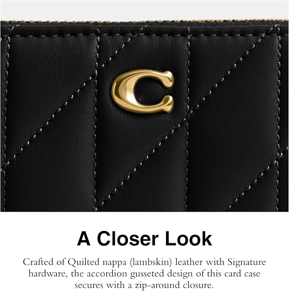 Coach Quilted Pillow Leather Small Zip Around Card Case