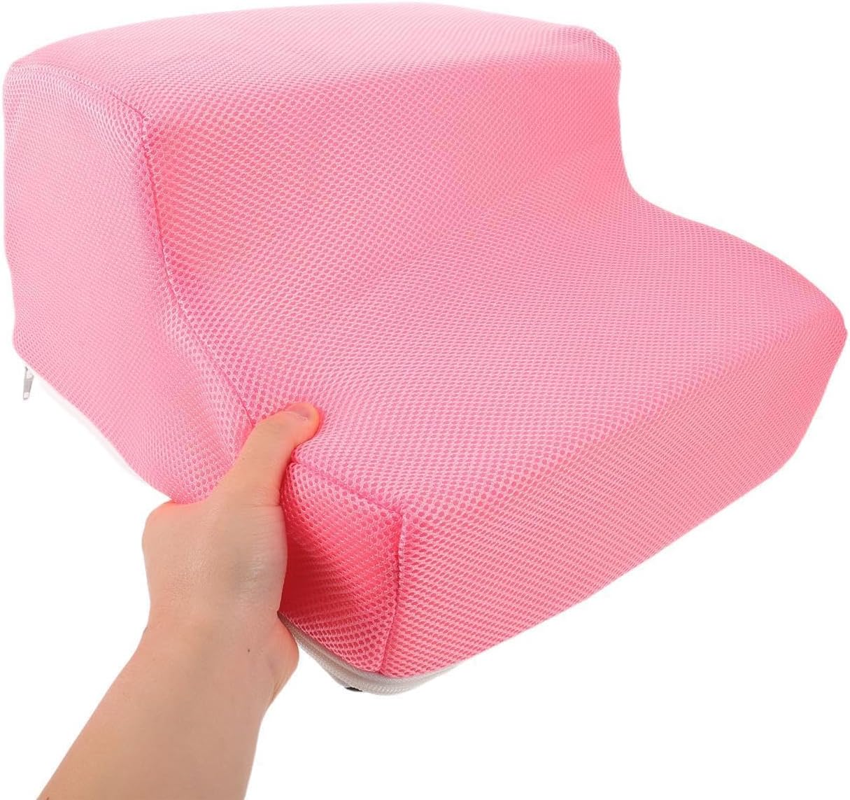 Pink 2-Step Foldable Mesh Pet Stairs for Kitten Indoor Training | Sponge Core, Anti Slip Build, Portable Collapsible Design, Small Spaces