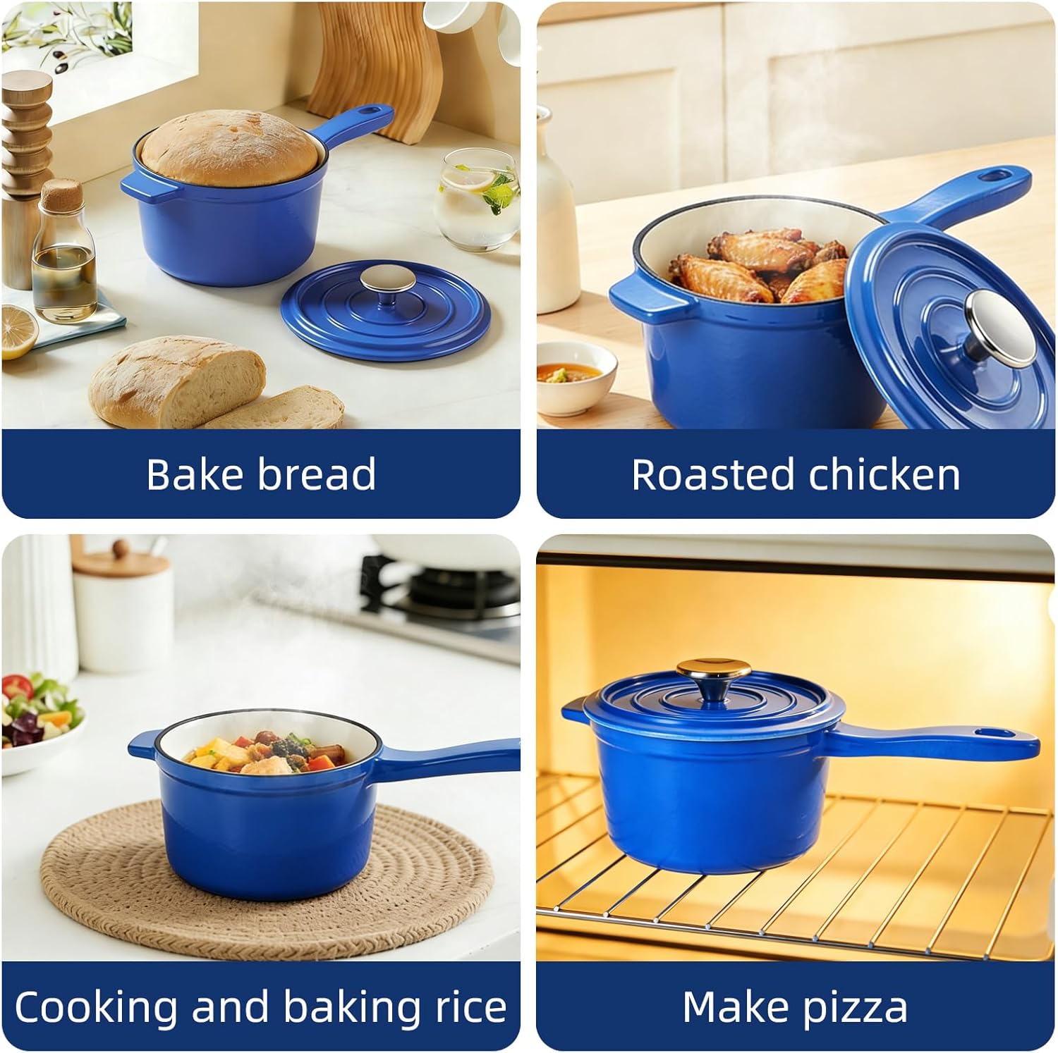 Enameled Cast Iron Sauce Pan, 2 Quarts Round Sauce Pot with Lid, Mini Dutch Oven Enamel Saucepan for Cooking Pasta Sauce, Marinate, Simmer, Refrigerate and Serve, Multiple Colors Available