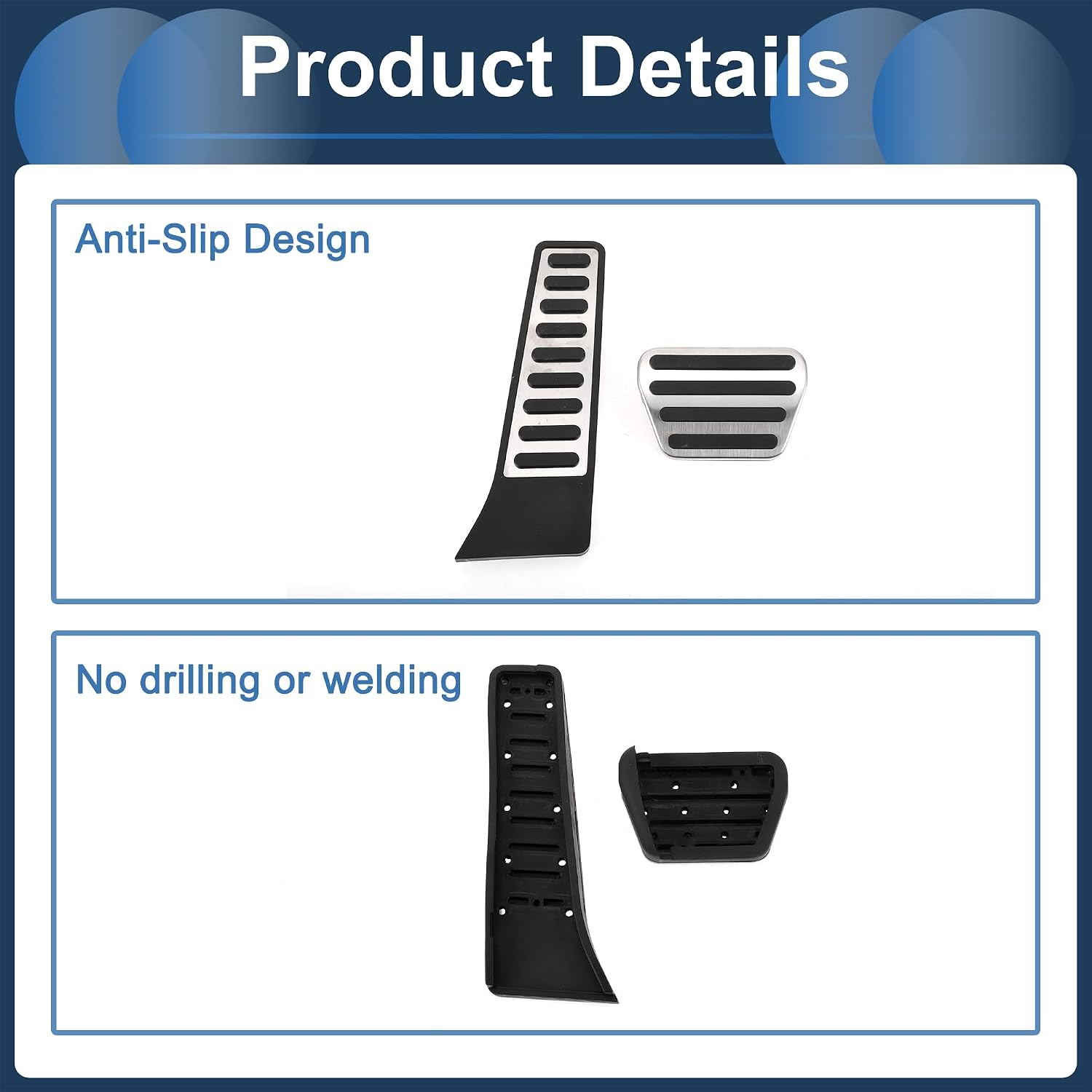 1 Set Automatic Foot Pedal Pads Foot Accelerator Pedal Covers for Range Rover L322 2003-2012 Aluminum Alloy Silver Tone