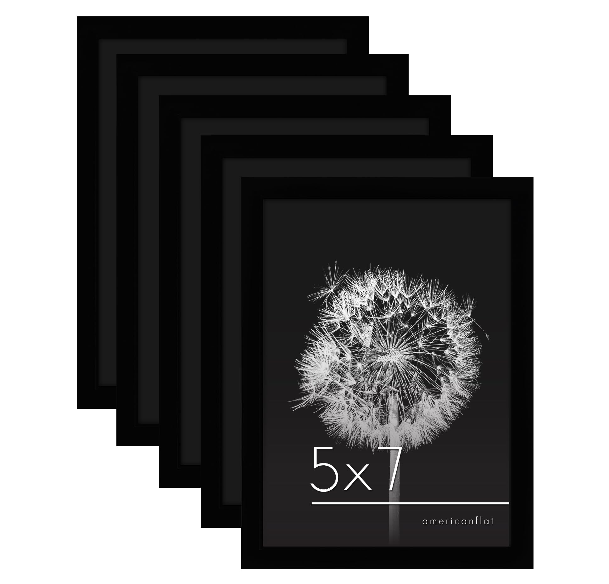Americanflat 5x7 Picture Frame Set of 5 in Black - Picture Frames Collage Wall Decor with Plexiglass Cover, Hanging Hardware, and Easel - Gallery Wall Frame Set for Wall or Tabletop Display
