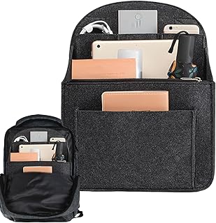 Filz Rucksack Organizer-Einsatz, Multifunktionaler Taschen-Einsatz Mit Reißverschluss, Trennfolie für Reisegepäck zur Organisation von Kosmetik, Mobiltelefone, Bücher, Regenschirme, Tablets und elektr