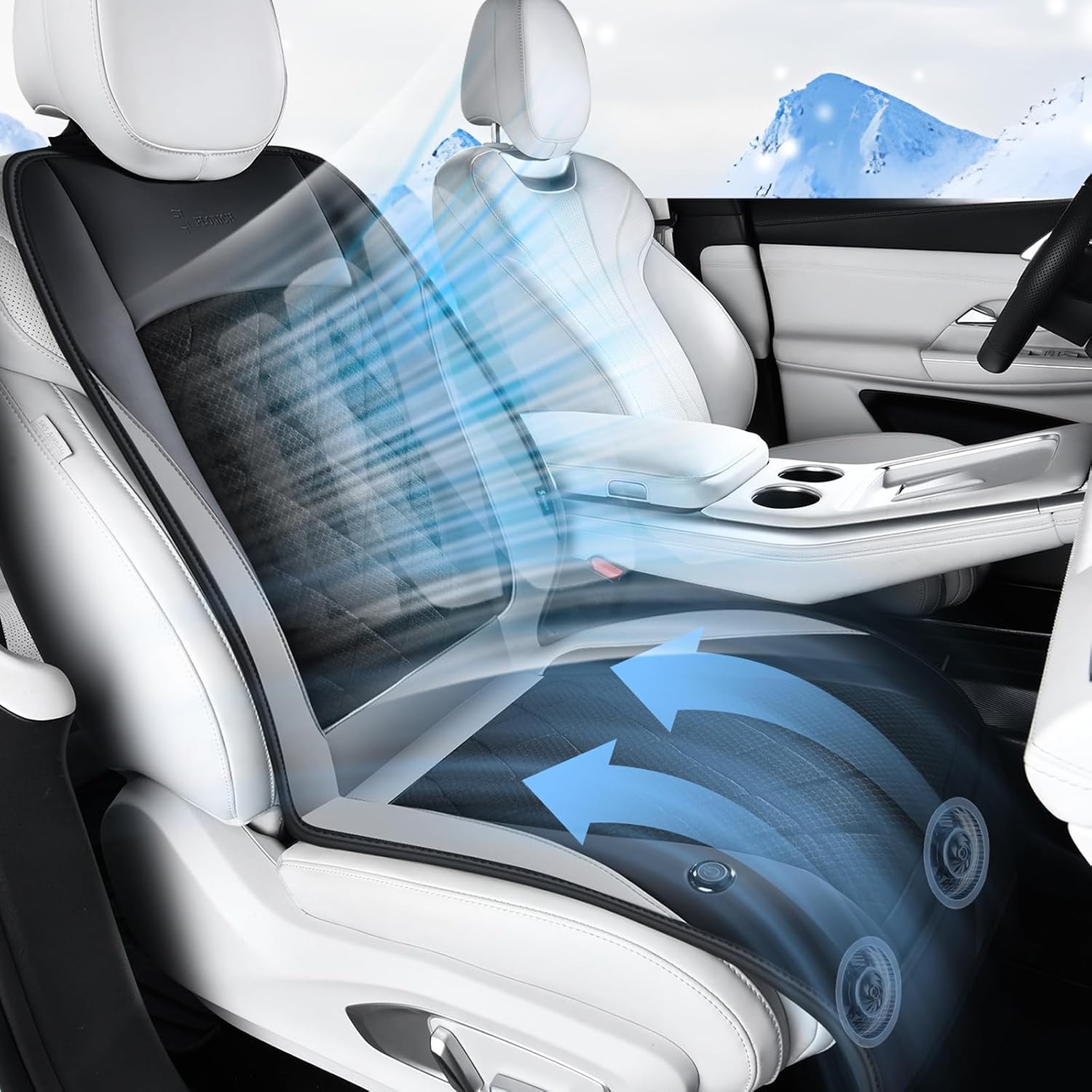 FLORICH Cooling Car Seat Cover, Ventilated Seat Cushion Cooling Car Seat Pad for Summer Driving with 8 Powerful Turbo Fans Universal Fit for Car SUV Truck Van-Grey