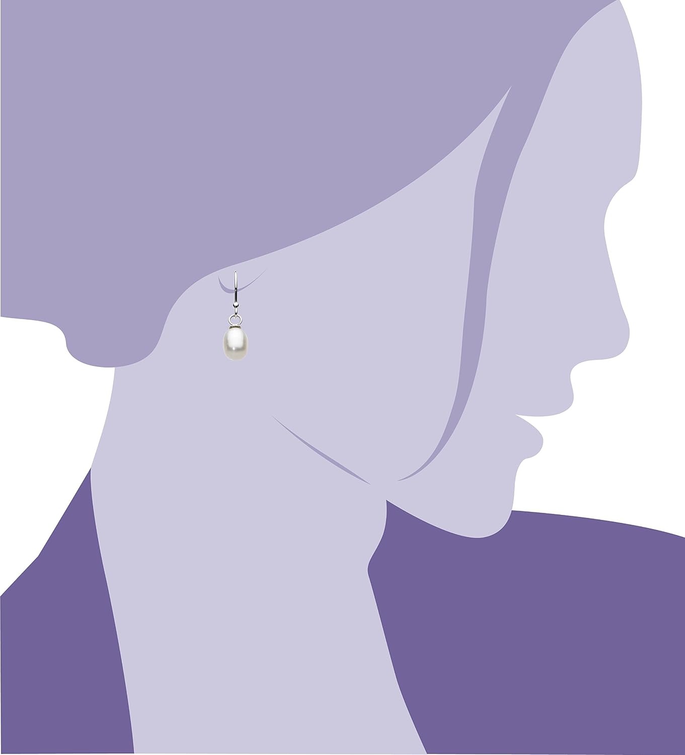 Dew Sterling Silver Oval Freshwater Pearl Drops 58298FP010