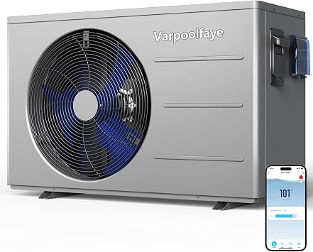 30000 BTU Swimming Pool Heat Pump Above Ground Pool Heater 8000 Gallon Heating or Cooling Electric Pool Heater For Inground Pool WiFi Control Schedule 120V
