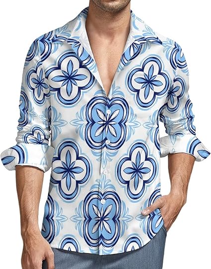 Amazon Co Jp シャツ メンズ 民族調 幾何柄 花柄 エスニック柄 長袖 Tシャツ アロハシャツ ポケット付き レギュラーフィット ボタンダウン 折り襟 シンプル カジュアル オシャレ 快適 軽い 柔らかい ビジネスシャツ トップス 上着 ファッション 大きいサイズ 春夏秋冬服