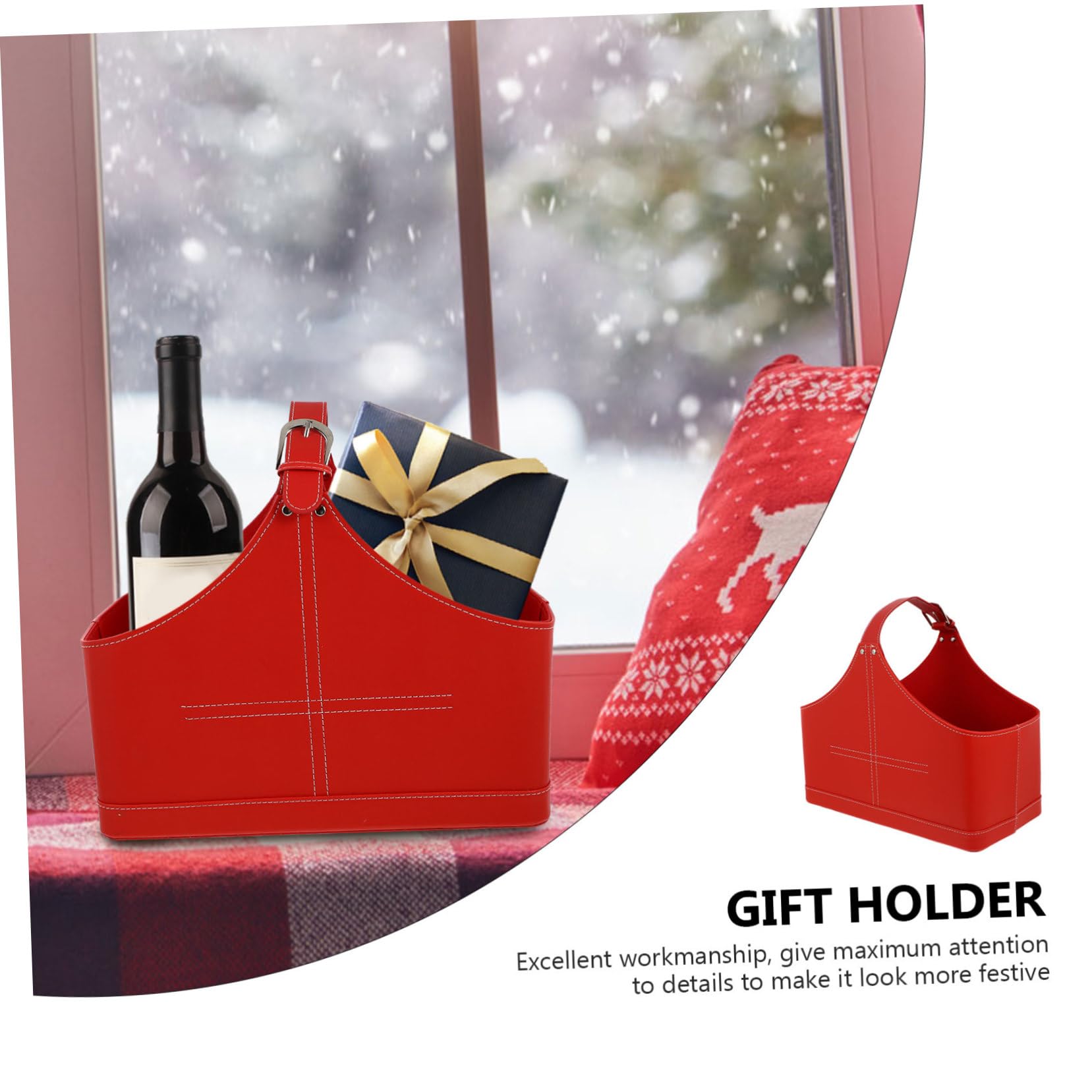 FRCOLOR 1pezzi Borsa Regalo Di Natale Riutilizzabile in Pelle Pu Cesto Regalo Per Incartare Regali Porta Regali Per Feste Confezione Creativa