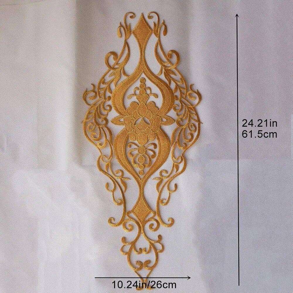 DHER Broderie Dentelle Patch Applique Brodée Dorée Patch De