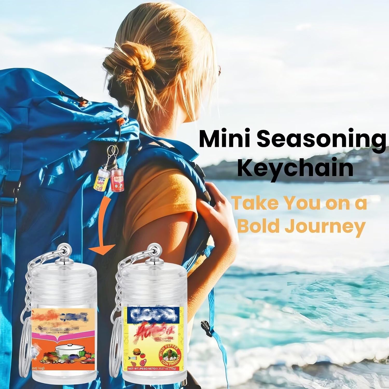 Mini Slap Ya Mama Seasoning Keychain Bottle – Refillable 1.8in Travel Spice Jar – Empty with Shaker Cap & Label – AS Plastic