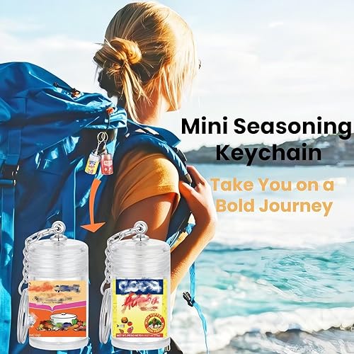 Miniatura 2 de Mini Botella de Llavero de Condimento Sal de Ajo – Frasco Compacto de Especias de Viaje de 1.8 Pulgadas – Agitador Vacío Rellenable con Etiqueta