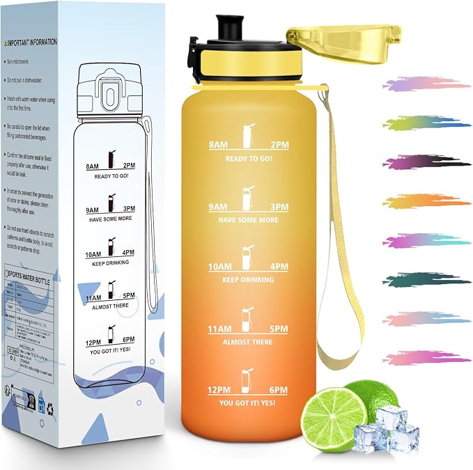 HoneyHolly Botella Agua, 1,5L, Motivacional y A Prueba de Fugas, Cantimplora, Reutilizable, Botella AGimnasio, Marcador de Tiempo, Cantimplora para Gimnasio, Trabajo, Camping, Senderismo en oferta en Amazon