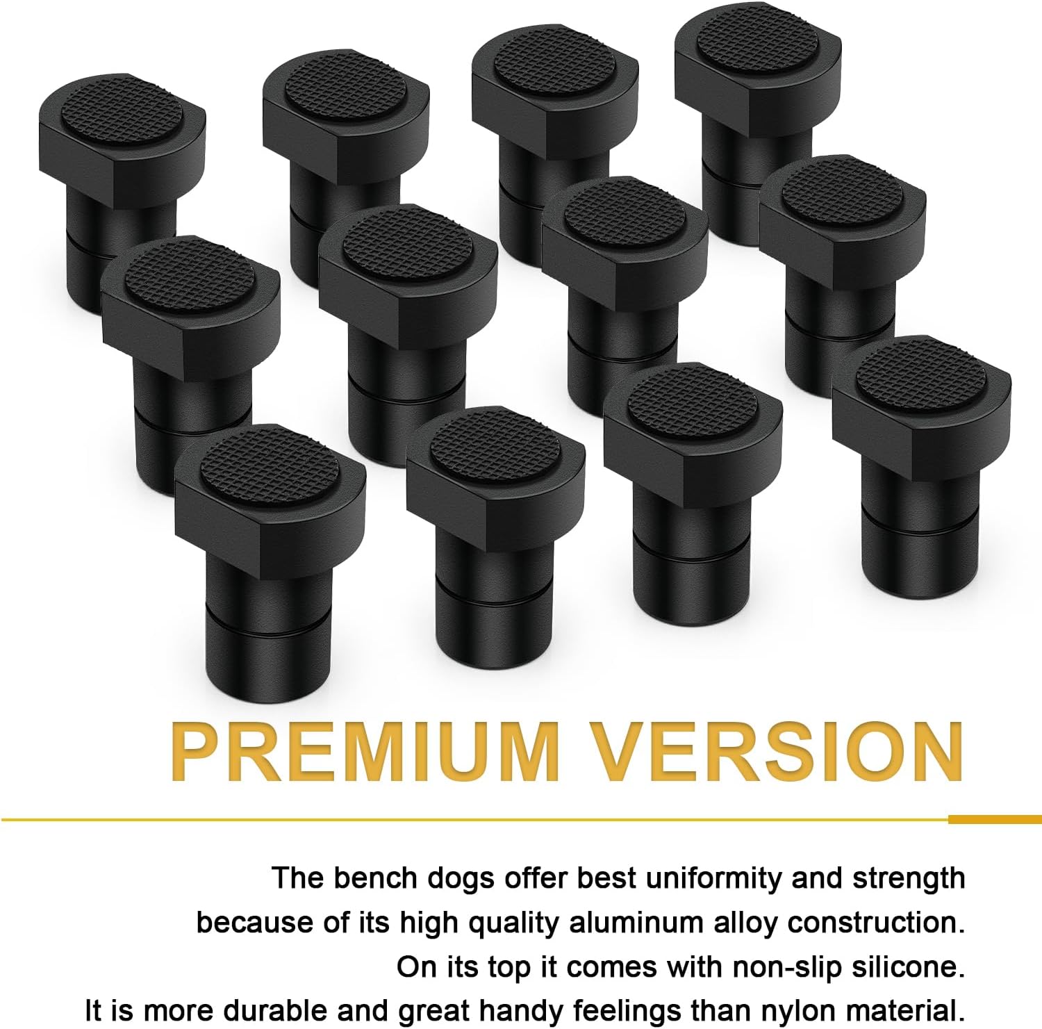 12 Pack 3/4" Non-Slip Aluminum Bench Dogs, Bench Dog Clamps Accessories for MFT Workbench, Woodworking DIY Projects