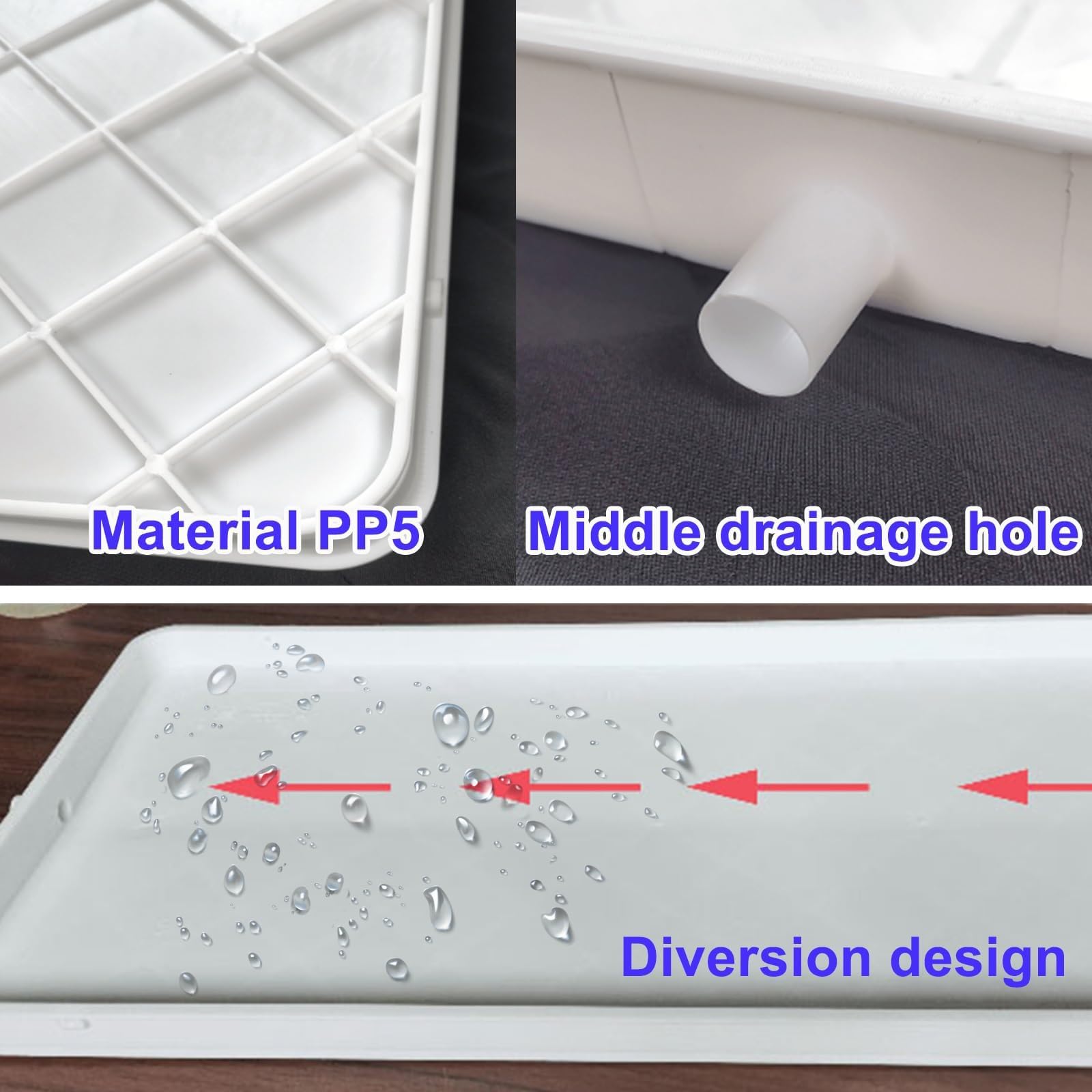 Bac D'égouttement du Climatiseur Fabriqué en PVC ，Tuyau de 200 Cm, Compatible avec Les Climatiseurs Split Intérieurs(91.5 * 45 * 2.5cm/36 * 17.7 * 0.9in)