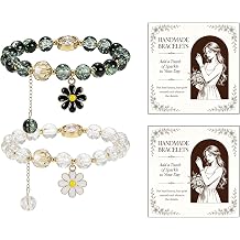 Handmade Crystal bracelet for women, Beaded Daisy Bracelet for Girls