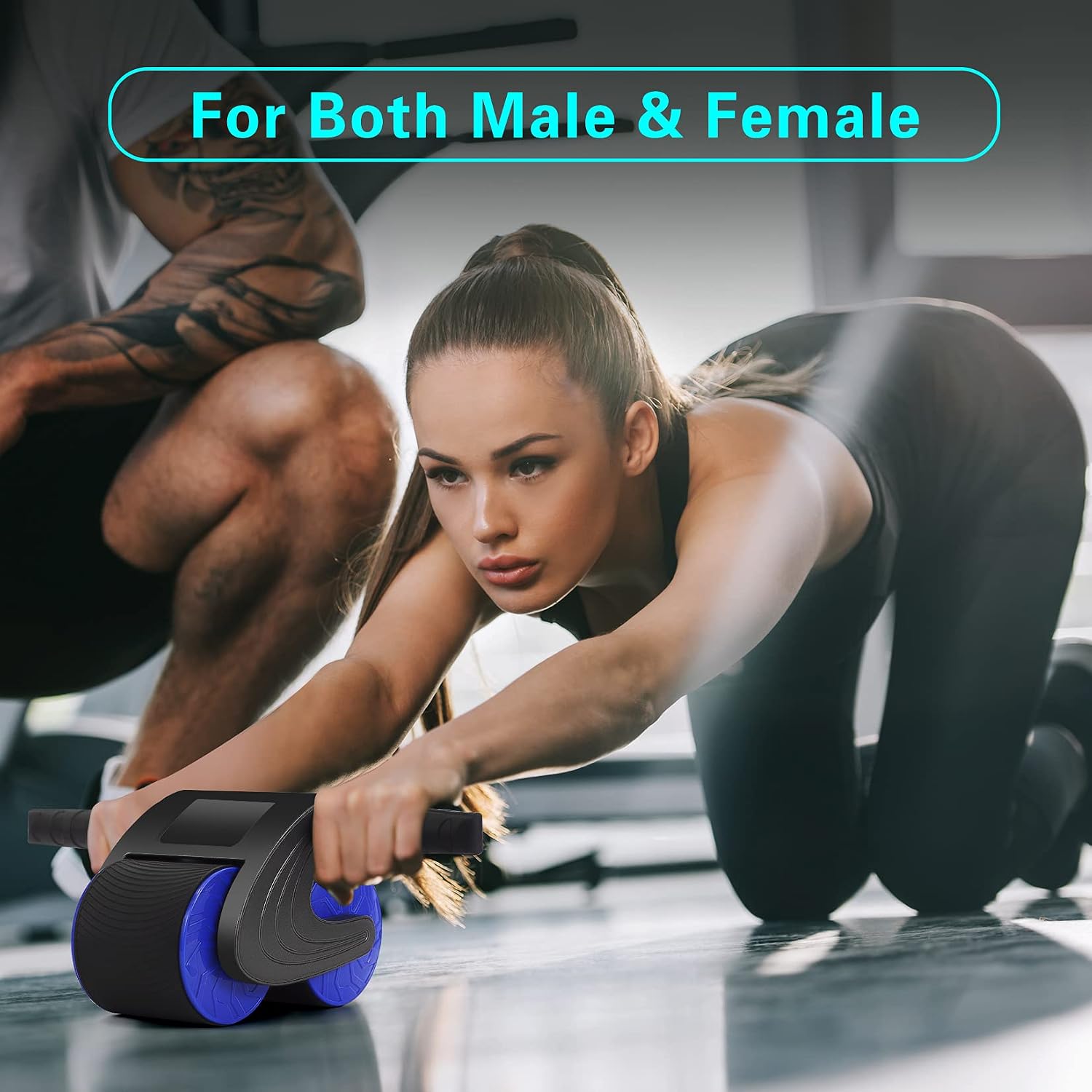 Abs Workout Equipment Digital Screen Ab Roller with Automatic Rebound for Abdominal & Core Strength Training, Abdominal Exercise Wheels for Home, Office Gym & Fitness