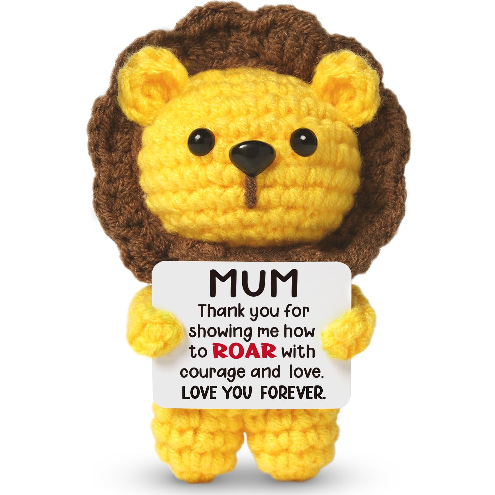 Sayregifty Mum Birthday Gifts, Handmade Crochet Lion Unique Christmas Mothers Day Birthday Gifts for Mum from Daughter/Son, Cute Emotional Support Mother Mommy Lion Gift Decor — image 1
