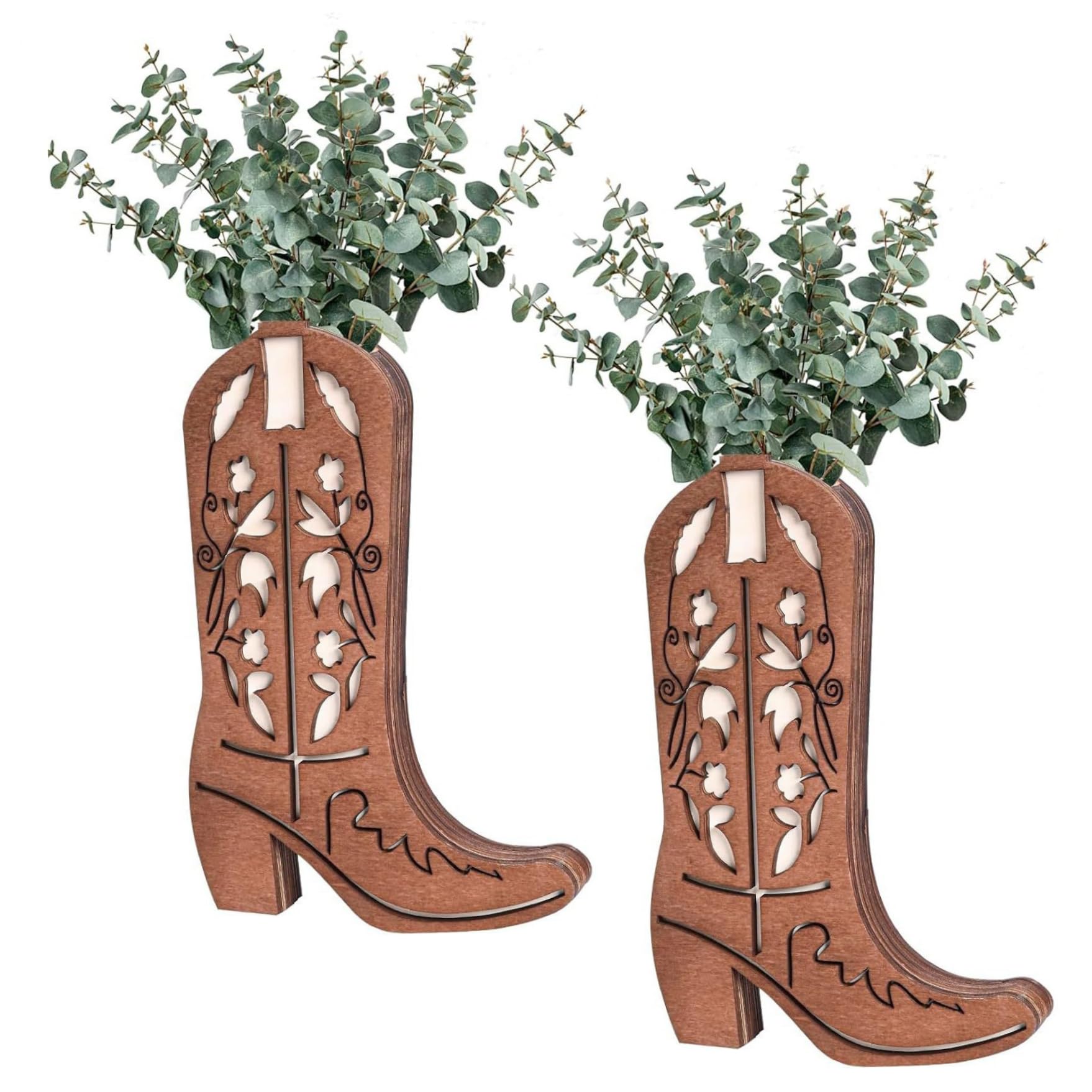 Vase de cowboy d'exception en bois noble avec support mural de 11,8 pouces