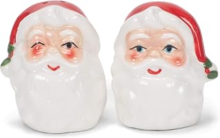 Transpac Transpac Dolomite 3.25 in. Multicolor Christmas Vintage Santa Shaped Salt and Pepper Shaker Set of 2 Multicolor