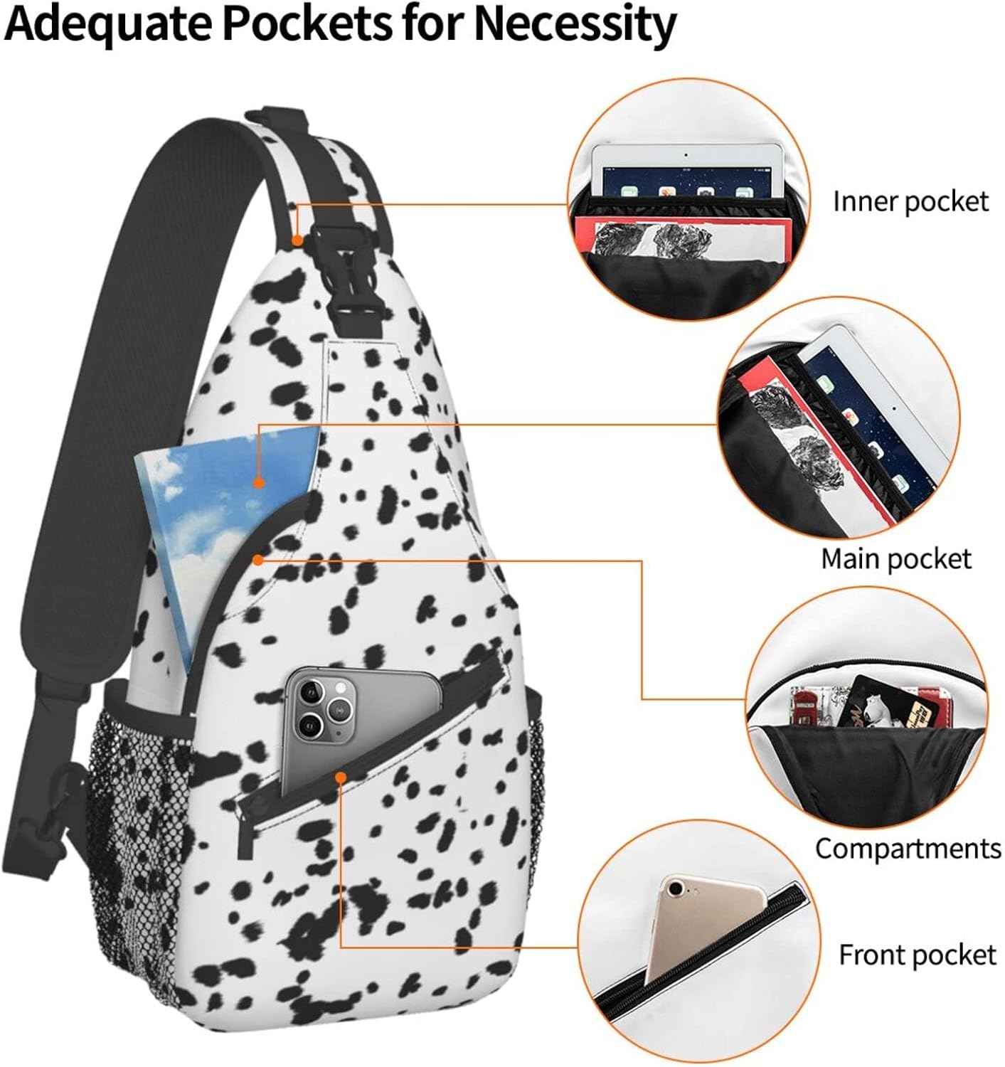 Dalmatian Sling Bag Crossbody Sling Backpack Dalmatian Gifts For Dog Lovers Travel Chest Bag Daypack Purses Shoulder Bag Women Men's