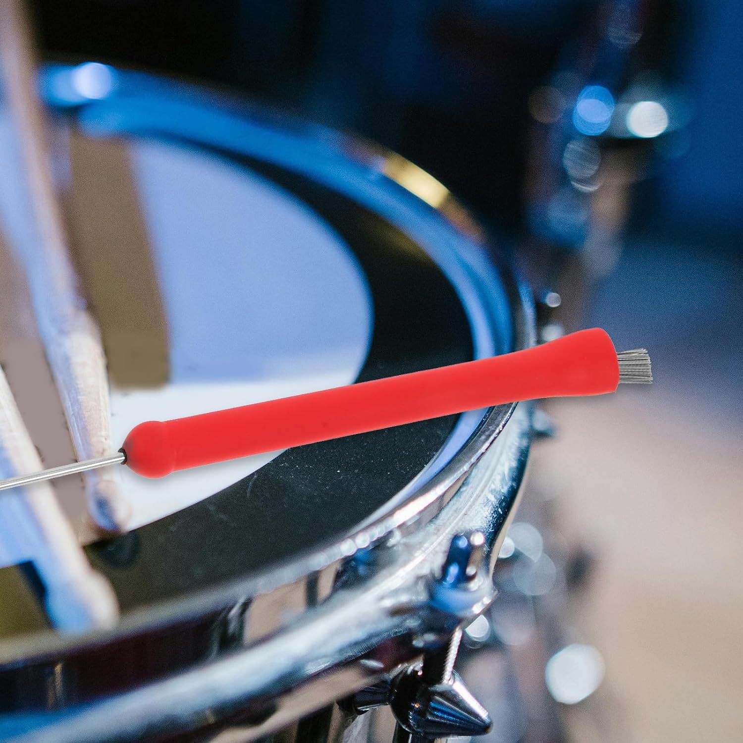 Adjustable Length Jazz Drum Brushes with Ergonomic Design for Snare Drums and Percussion Instruments, Red Plastic and Steel Wire Construction, for Jazz Musicians and Practice