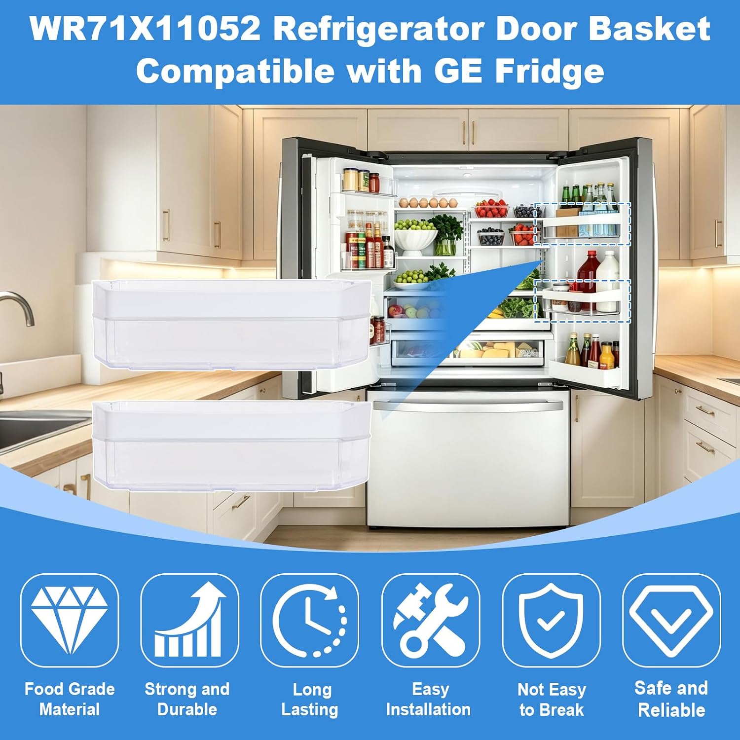 WR71X11052 Refrigerator Gallon Door Bin Right Side for GE Frigde - 2 Pack