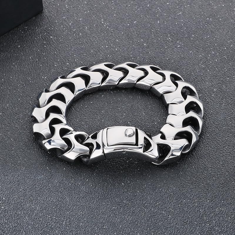 Wrist Armor Style Chain Men Bracelet Stainless Steel Punk Jewelry Silver Black Gold Cool Gifts for Mens 8.26in/8.66in/9.05in/9.44in - Image 9