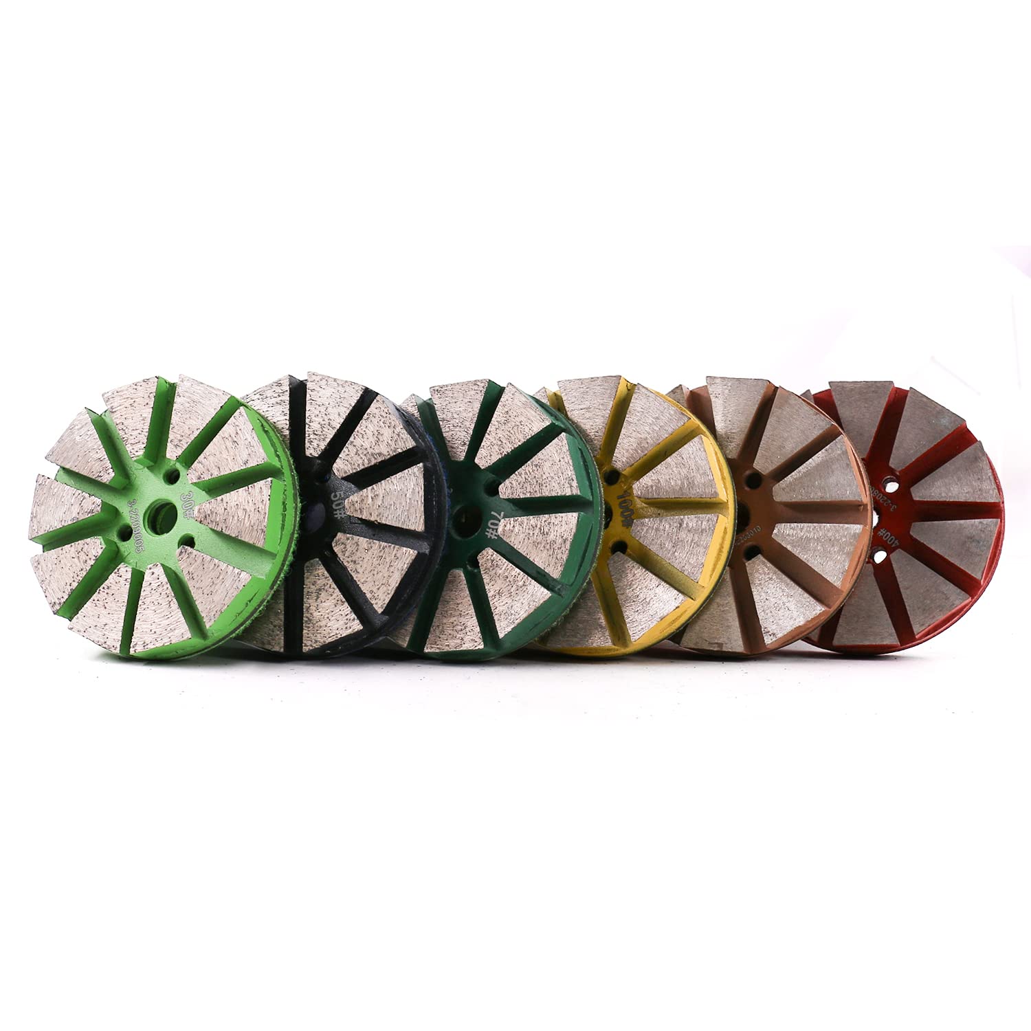 Almohadilla de pulido de suelo de diamante de metal de 3 pulgadas para azulejos, piedra, mármol, hormigón, granito (6 piezas/juego)