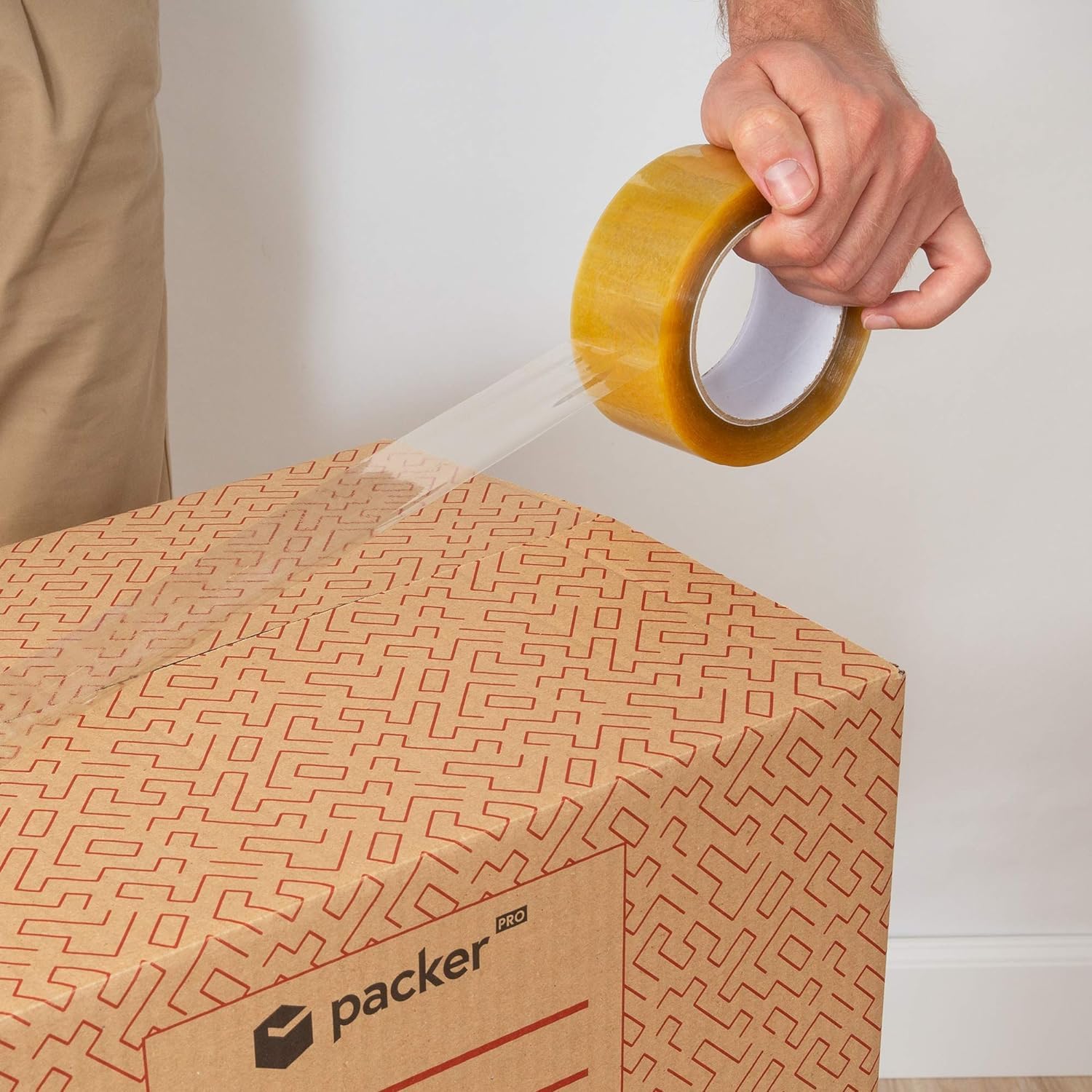 packer PRO Lot de 10 Boîtes en Carton pour Déménagement et Rangement avec Poignées et Ruban Adhésif, Carton Ultra Résistant, 600 x 400 x 400 mm