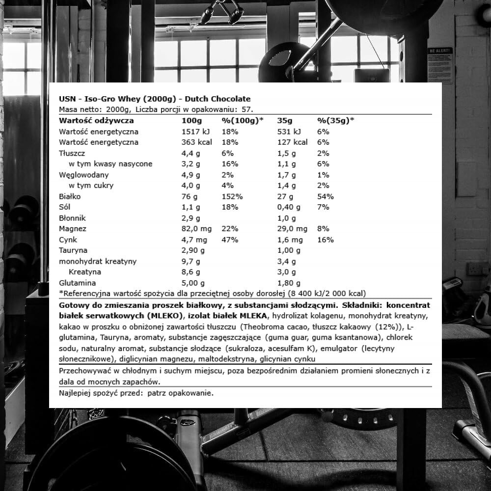 USN Iso-Gro Whey (2000g) Dutch Chocolate - Białka - Mieszanka białek