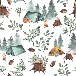REDAMANCY Mountain Tent Camping Pine Tree Leaf Wilderness Peel and Stick Wallpaper Stick on Contact Paper Vintage Wall Paper Easy Peel Off for nightstand Drawer Cabinet Renter