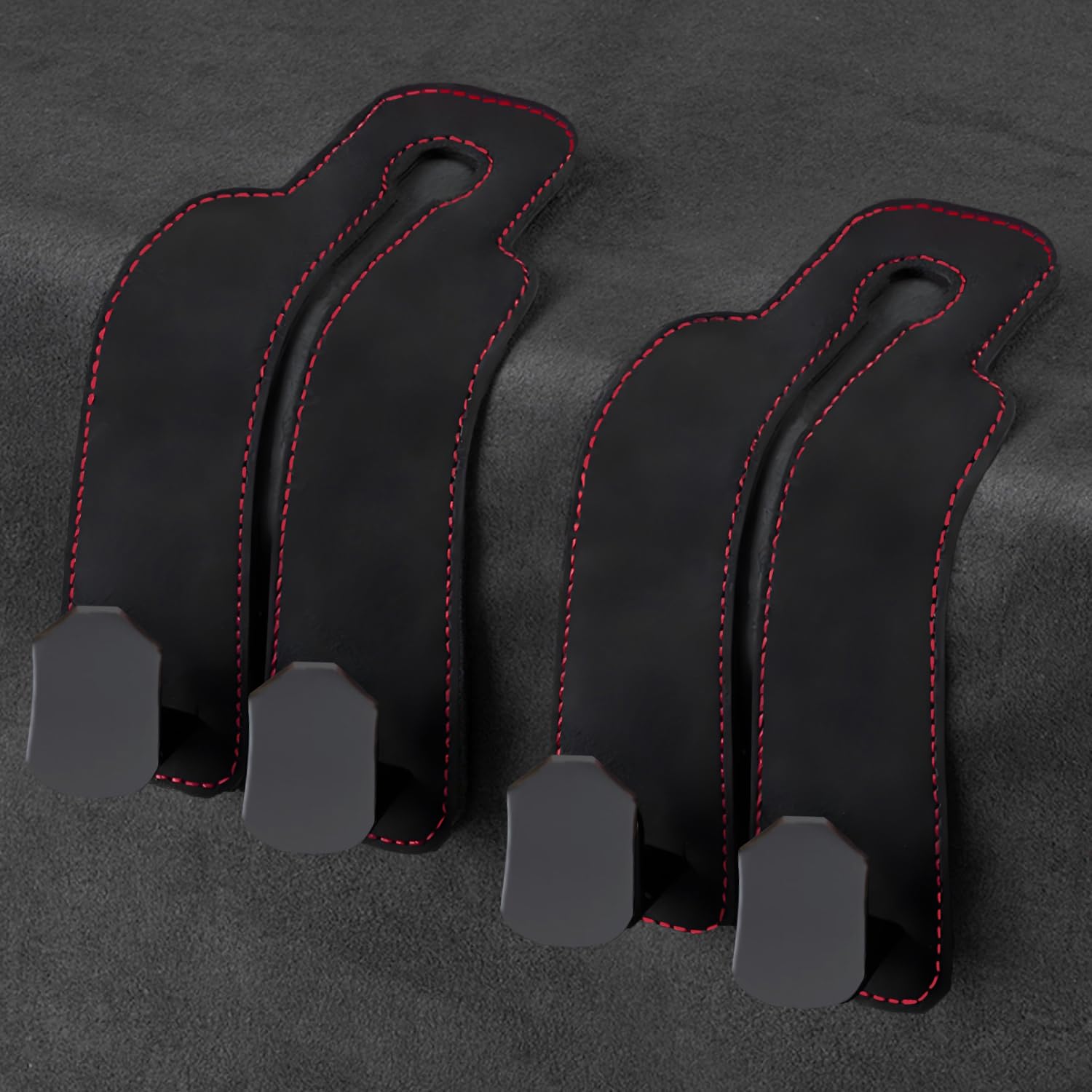 WELKSEZYWOD 2 Pack Car Headrest Hook, Car Purse Hooks for Headrest, Leather Car Seat Storage Hook for Hanging Handbags, Coats, Umbrellas and Grocery