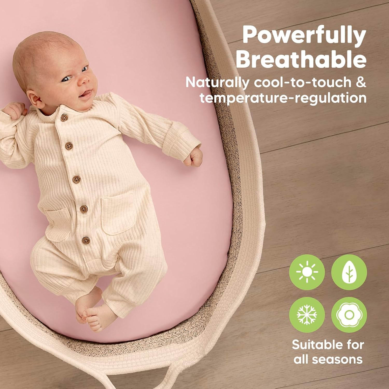 Keababies 2-Pack Bassinet Sheets for Girls, Boys and 2-Pack Crib Sheets for Boys, Girls - Bassinet Mattress Sheets Compatible with Halo Bassinest Swivel Sleeper - Fitted Baby Crib Sheets for Toddlers