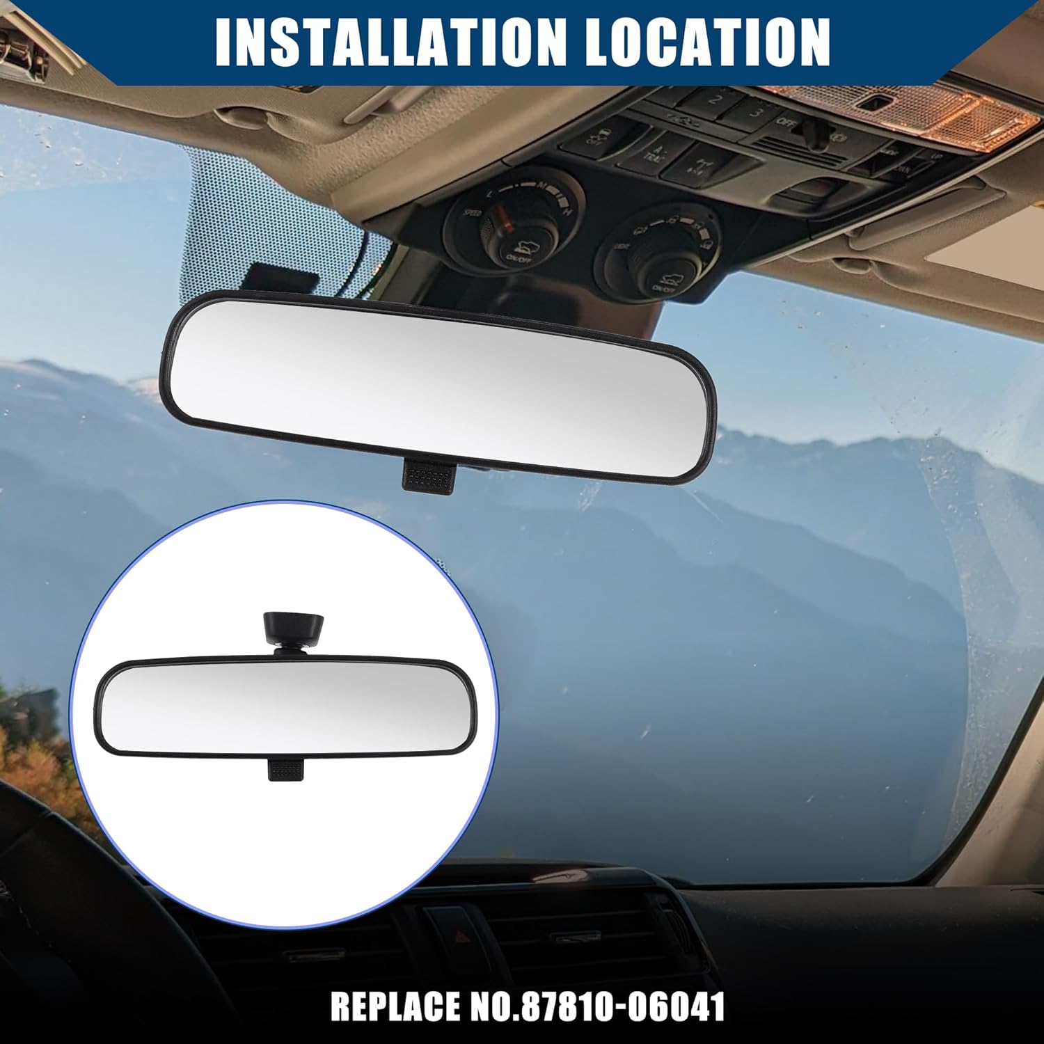 No.87810-06041 Interior Rear View Mirror for Toyota Camry 2004-2014 for Toyota Vigo 2004-2014 / Inner Rear View Mirror/Durable / 1 Pcs Black