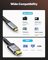 Vista 6 de Highwings - Cable micro HDMI a HDMI 4K de 30 cm, 4K@60Hz HDR, cable micro HDMI compatible con cámara DSLR, Raspberry Pi, GoPro Hero para TV