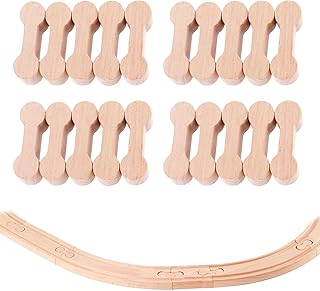 20pcs Wooden Train Track Dog Bone Connectors, Wooden Train Dog Bones Accessories, Wooden Train Track Pieces, Dog Bone Track Connector Wooden Track Adapters Connector Pieces for Wooden Train Tracks