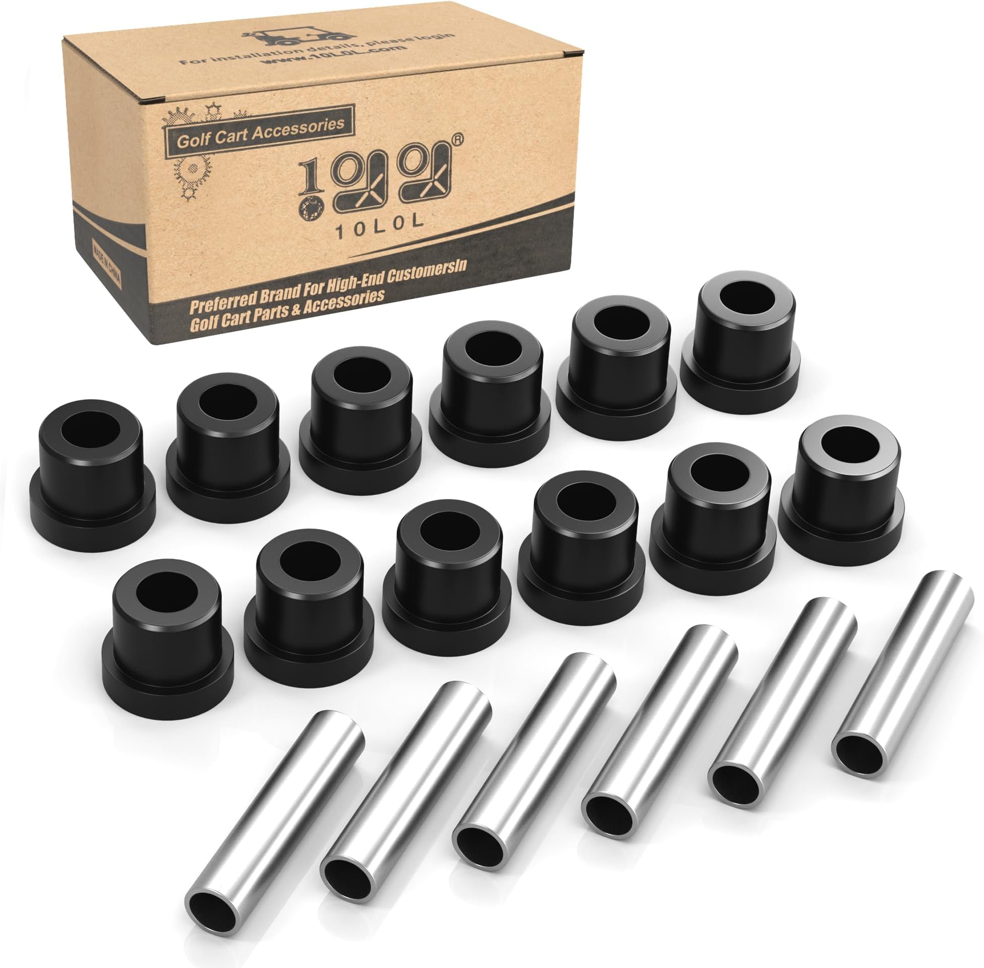 10L0L Bushing Kit for Club Car, Front or Rear Leaf Spring & Front Upper A Arm Suspension for Club Car DS Golf Cart, Bushing and Sleeve Kit