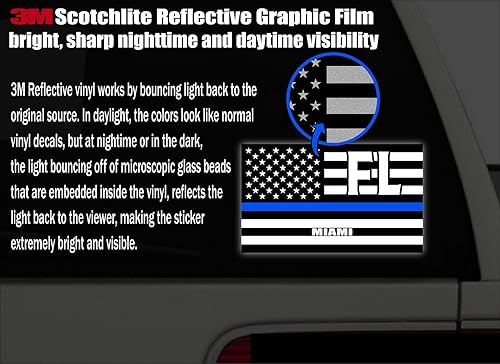 Miniatura 3 de Miami FL Florida Miami-Dade County Thin Blue Line Stealthy USA Flag - Honoring Law Enforcement Officers Flags - Blue Lives Matter Euro Decal Bumper