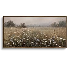 InSimSea Extra Large Framed Wall Art, Wildflower Field Prints, 24x48inch