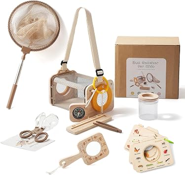 WOODEN TEETHER Research Set for Children Nature Exploration Gift for Boys and Girls, Camping Nature Exploration Gift for Boys and Girls 9 Pieces