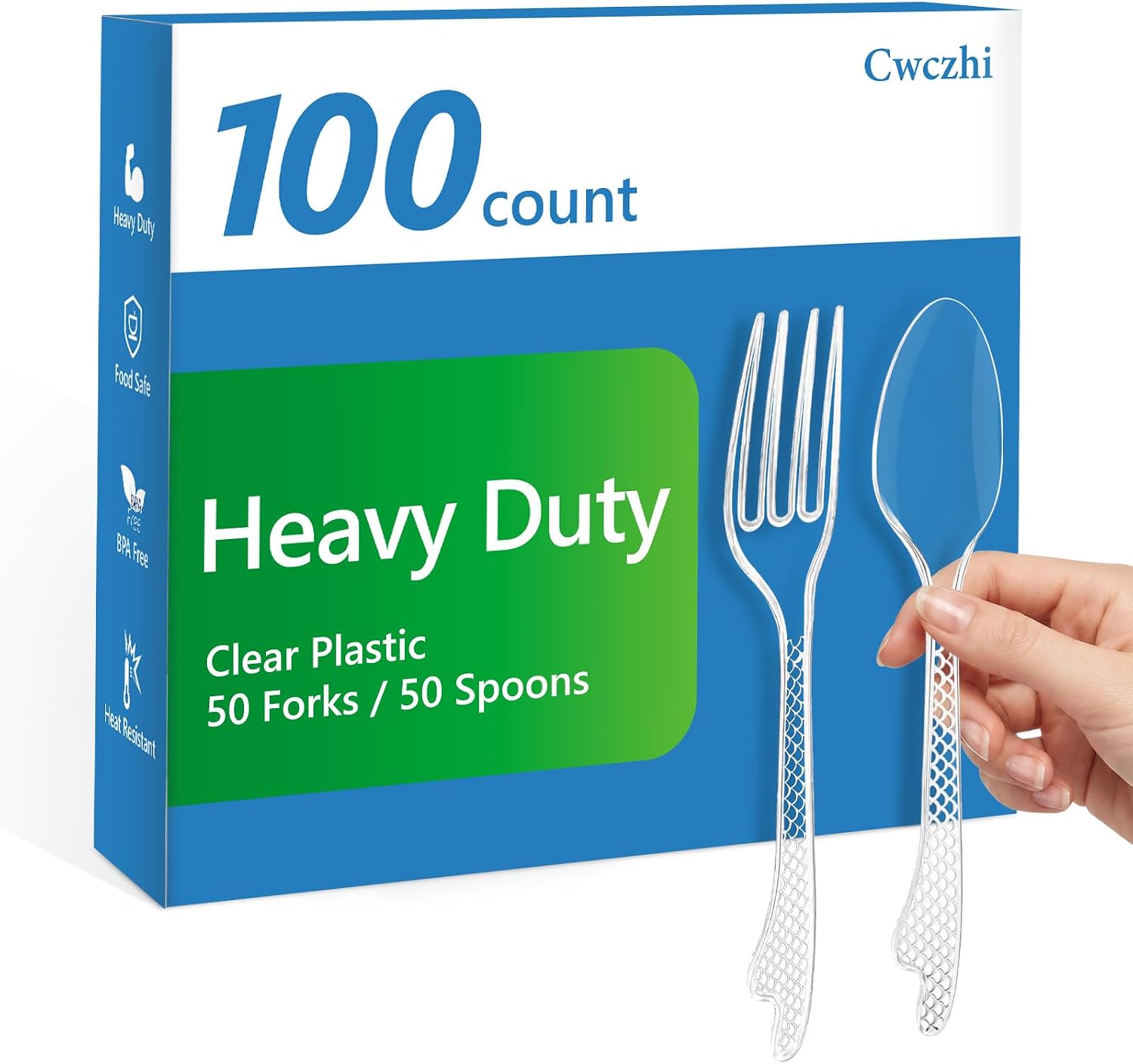 500 Count Heavy Duty Clear Plastic Forks and Spoons Disposable,250 Forks & 250 Spoons,BPA-Free,Heat Resistant,Premium Disposable Plastic Silverware Set for Catering, Parties, Events